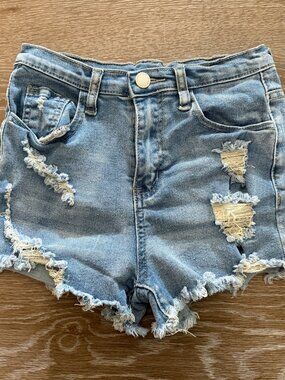 Girls SHEIN distressed ripped denim shorts size 10 years